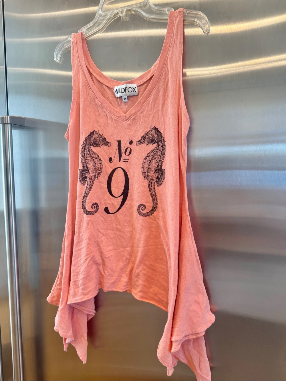 Wildfox Tank Top V Neck in Coral Orange Seahorse No.9 , great used condition